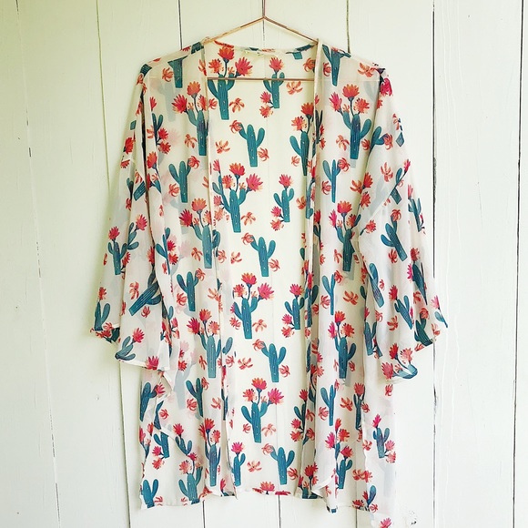 Peach Love California Tops - Peach Love | Cactus Print kimono